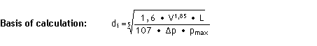 Calculation of the nominal pipe width