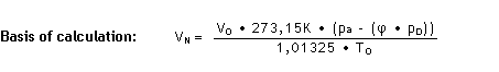 Calculation in standard cubic metres according to DIN 1343